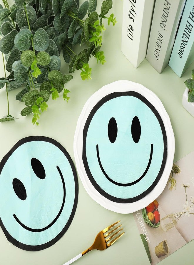 JarThenaAMCS مناديل حفلات JarThenaAMCS، 100 قطعة، مزينة برسومات وجوه مبتسمة، مناديل ورقية مبتسمة، مناديل غداء بوهيمية مبهجة، مثالية للعودة إلى المدرسة، ومستلزمات حفلات ريترو مميزة. - Image 3